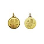 Medalha de Metal Dourada Lapidada c/Espírito Santo, 2cm