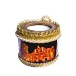 Mini Castiçal Cilindrico de Madeira c/Vela, 6cm