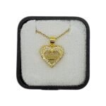 Fio em Aço Dourado, c/ Coração e Coroa Strass, 1.5x1.5cm - Image 2