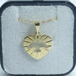 Fio c/Medalha Diamantada Coração 15MM  Espirito Santo Recortado  Folheado Dourado - Image 2