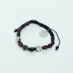 Pulseira de Vidro Oval 6x8 c/ Cruz Metal em Corda