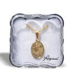 Medalha folheada ouro - oval redonda (pequeno)Aparição de Fátima