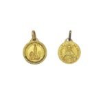 Medalha Dourada de Metal Lapidada, Nossa Senhora de Fátima, 1.5cm