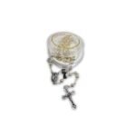 Terço em Metal Laminado Alpaque Prateado, 6mm