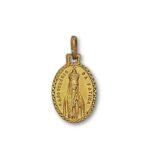 Medalha Lapidada Oval Dourada, Fátima/Aparição, 19x14mm
