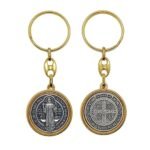 Porta-Chaves de Metal Bicolor c/São Bento e Cruz