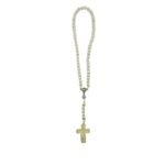 Terço de Pérola c/ Pai Nossos em Metal, corda 6mm,Primeira Comunhão - Image 2