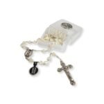 Terço Madre Pérola Coração c/ Caixa 5x5 c/ medalha