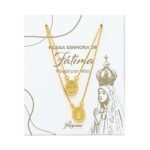 Fio Escapulário Banhado a Ouro 18K c/Nossa Senhora do Carmo e Sagrado Coração de Jesus