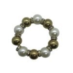 Pulseira de Pérola Dourada - 12mm c/Anéis Swarovski