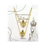 Fio Escapulário Folheado Banhado a Ouro 18K Coração c/Rubi