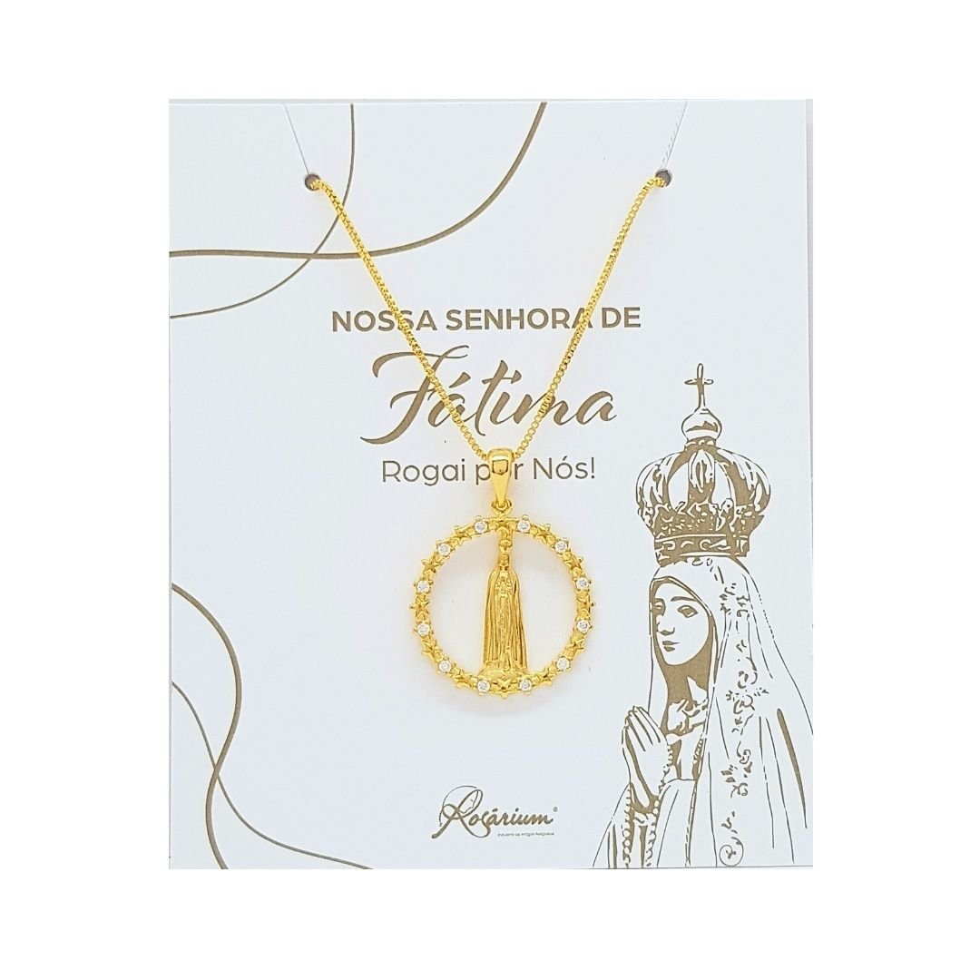 1724093284_FIOPG7988NV______6_30.jpg Fio Banhado a Ouro 18K c/Estrelinhas e Zircónias - Nossa Senhora de Fátima - Image 1