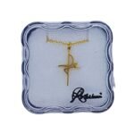 Fio em Aço Dourado, Cruz Fé,2x1cm