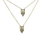 Fio Escapulário Banhado a Ouro 18K Retangular c/Zircónias e Strass - Image 2