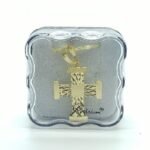 Fio c/Medalha Diamantada Cruz Raiada 28MM Folheado Dourado