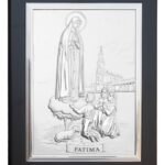 Quadro em Madeira - Aparição de FátimaPainel Bilaminado- em cerâmicaFolha de Alumínio c/ prata vaporizada