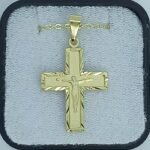 Fio c/Medalha Diamantada 25MM Crucifixo Folheado Dourado - Image 2