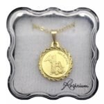 Fio Medalha Lapidada Folheada a Ouro - São Rafael Arcanjo