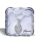 Medalha folheada prata -oval redonda (pequeno)Aparição de Fátima