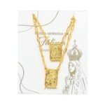 Fio Escapulário Retangular Banhado a Ouro 18K c/Corrente Cartier