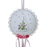 Moldura fechada em MDF c/Nossa Senhora de Fátima, pintada à mão, 16cm