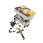 Terço de Cristal Disco Esfumado 8mm, São Bento