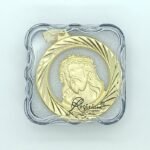 Fio c/Medalha Diamantada Redonda 40MM Santo Cristo Folheado Dourado
