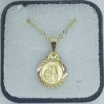 Fio Medalha Diamantada 7MM c/ Santo António Folheado Dourado - Image 2