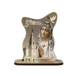 PLACA EM MADEIRA - ONDULADA C/ Nª SRª FÁTIMA 8,5*9,5 CM
