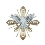 Placa em Madeira c/Espirito Santo Raiado,20cm