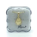 Fio c/ Medalha 15MM Formato Lágrima c/ Cruz Raiada Folheado Dourado