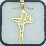 Fio c/Medalha Diamantada  33MM Cruz "fé" Folheado Dourado - Image 2