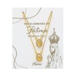 Fio Escapulário Banhado a Ouro 18K c/Zircónias e Imagens Recortadas - Nossa Senhora do Carmo e Sagrado Coração de Jesus