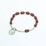 Pulseira de Madeira Facetado Retangular 5/8 c/ Medalha