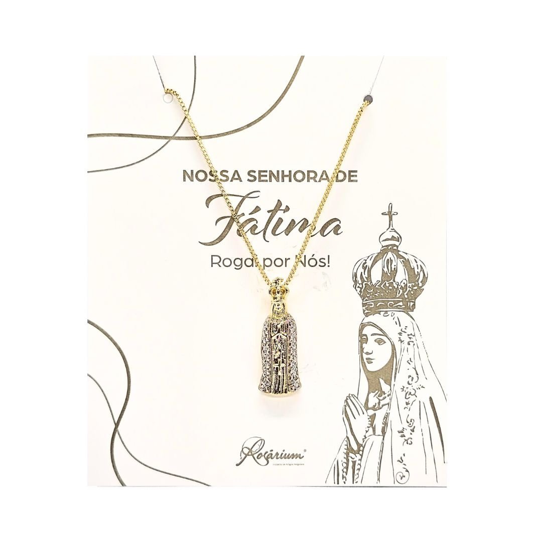 2577870_FIO617NV_____4_98_2.jpg Fio Banhado a Ouro 18K c/Brilhantes - Nossa Senhora de Fátima - Image 1