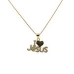 Fio Banhado a Ouro 18K - I love Jesus (1x2.50cm) - Image 2