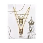 Fio Escapulário Banhado a Ouro 18K Retangular c/Zircónias e Strass