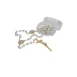 Terço de Pérola 6MM c/Medalhas Santo António/São Francisco