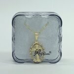 Fio C/ Medalha Diamantada Oval 18MM s/ Fundo c/ Crucifixo Folheado Dourado
