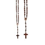 Terço de Madeira e Corda c/ Cruz Céltica em Ouro Rosa