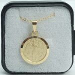 Fio c/ Medalha  Diamantada Redonda 18MM São Bento Folheada Ouro - Image 2