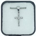 Fio c/Cruz Inox Prata Abaulada c/ Cristo - Image 2