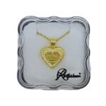 Fio em Aço Dourado, c/ Coração e Coroa Strass, 1.5x1.5cm