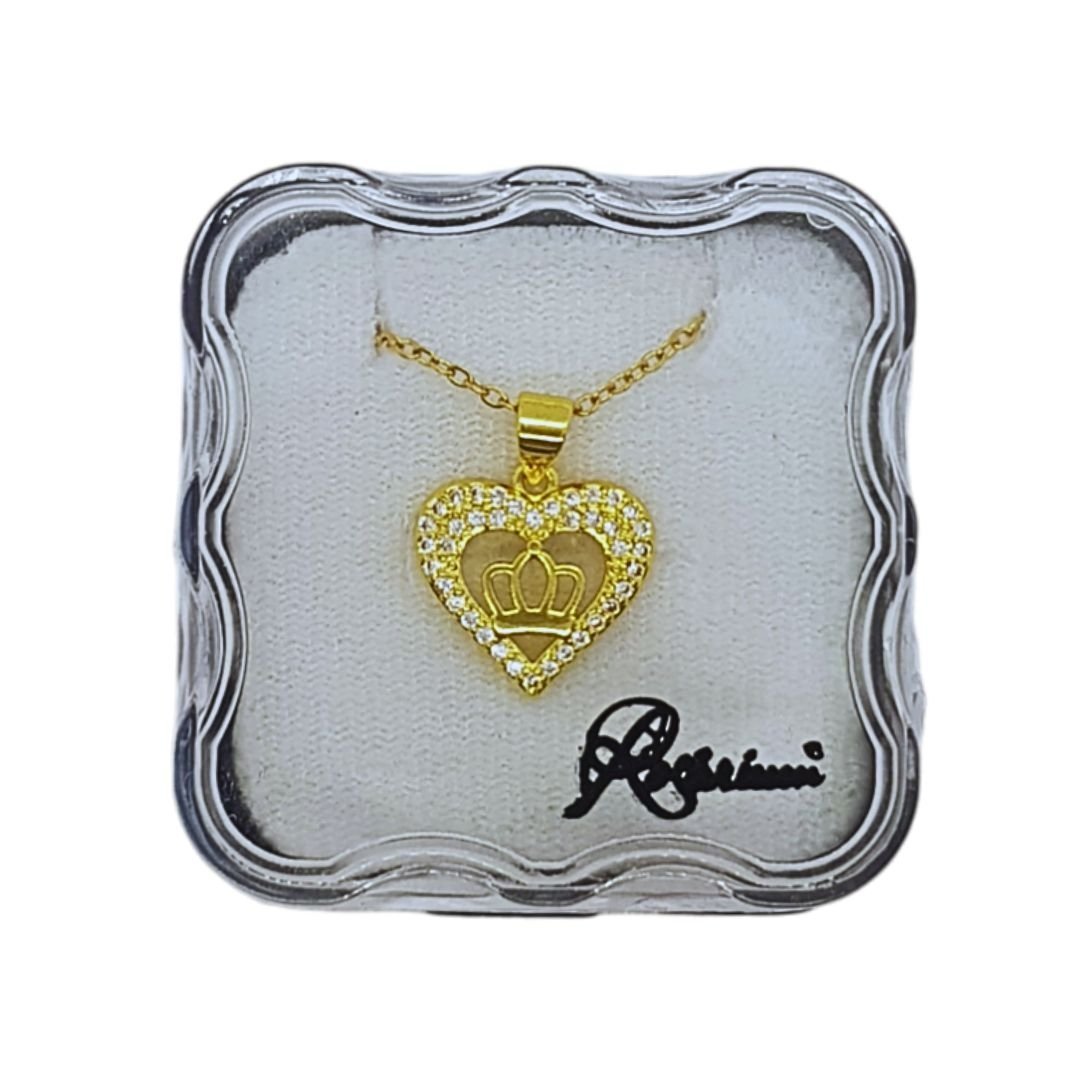 2826253529_FIOVCABCOROA_2.jpg Fio em Aço Dourado, c/ Coração e Coroa Strass, 1.5x1.5cm - Image 1