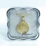 Fio c/ Medalha Redonda 18MM  Lapidado Folheado a Ouro c/São Miguel Arcanjo