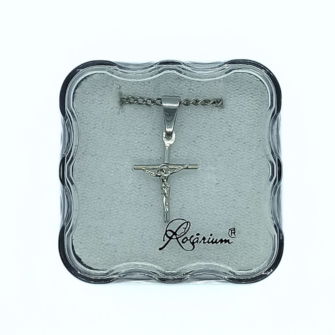 2878230739_Design_sem_nome_69.jpg Fio c/ Cruz Prata Inox c/ Cristo - Image 1