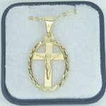 Fio c/ Medalha Diamantada 23MM c/ Crucifixo recortado Folheado Dourado - Image 2