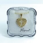 Fio c/Medalha Diamantada Coração 15MM Cruz Recortada Folheado Dourado