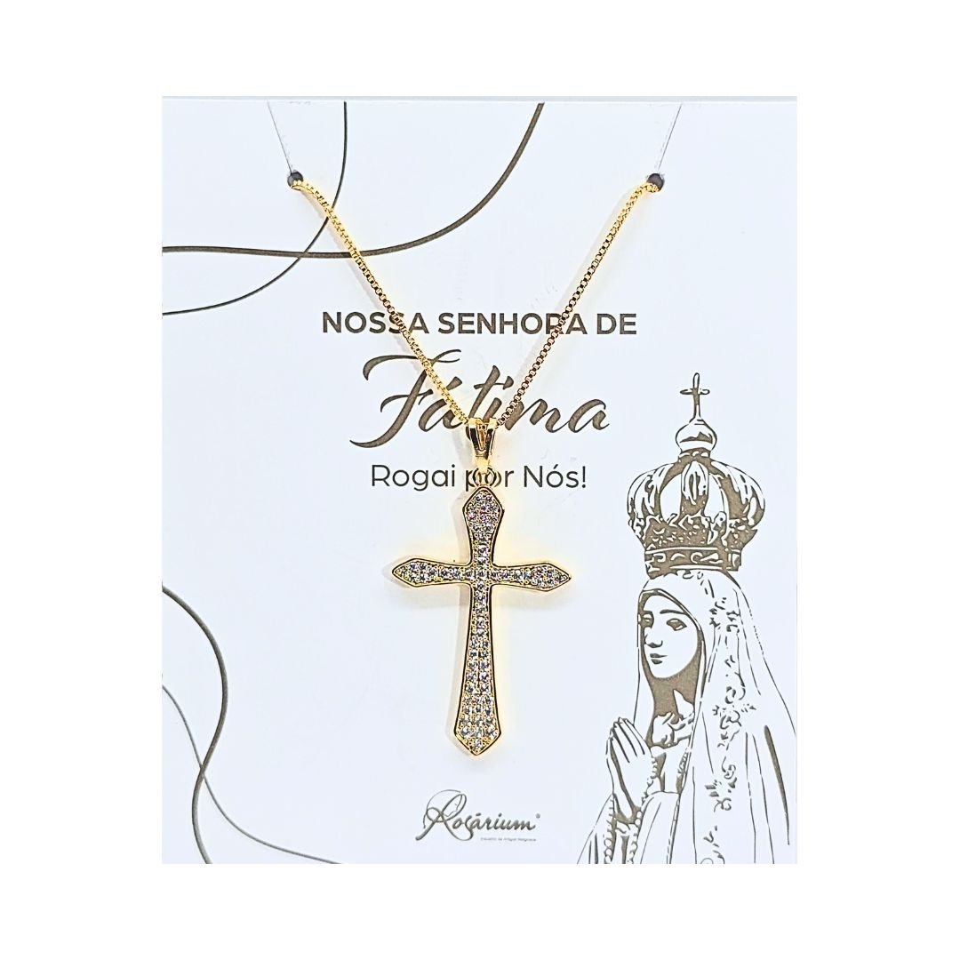 3002226291_FIO2213NV_____6_82.jpg Fio Banhado a Ouro 18K c/Zircónias - Cruz (3.50x2cm) - Image 1