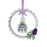 Moldura em MDF c/Nossa Senhora de Fátima, pintada à mão, 16cm